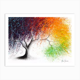 Rainbow Seasons Tree Art Print