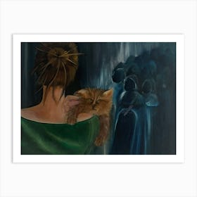 Cat In The Rain Art Print