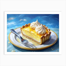 Lemon Meringue Pie Slice With Whipped Cream On A Plate Art Print