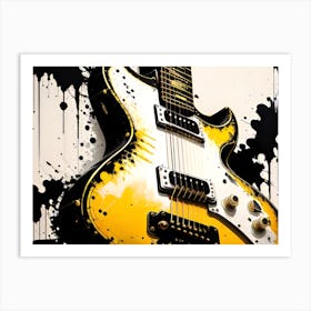 Yellow Electric Guitar Art Print