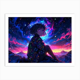 Girl In Space Art Print