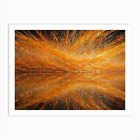 Abstract Image Of A Burst Of Golden Light Against A Dark Background, Resembling A Star Explosion Or A Burst Of Energy Art Print