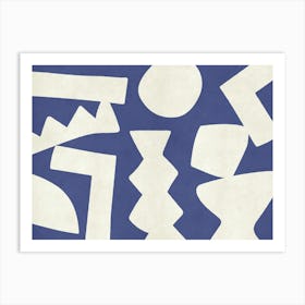 Bohemian Graphic Pattern Monochromatic - Dark Blue Navy Art Print