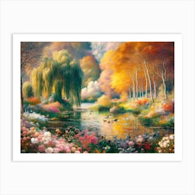 Willows And Flowers 1 Art Print