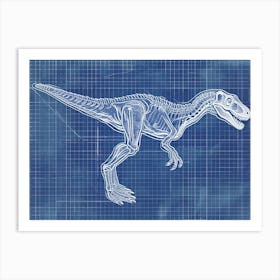 Dilophosaurus Skeleton Hand Drawn Blueprint 4 Art Print