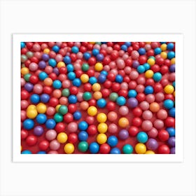 Colorful Plastic Balls On Pink Background Art Print