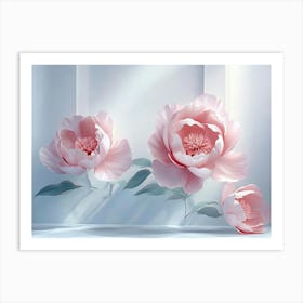 Designation Featuring 3d Watercolour Peonies In Rose Colors Art Print