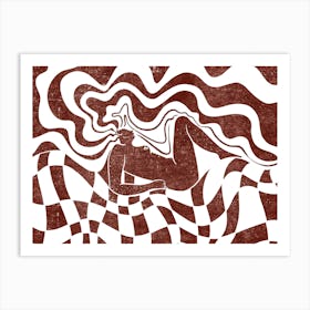 Float Print In Maroon And White Art Print