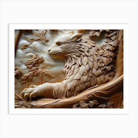 3d Wood Carving Painting Art Print