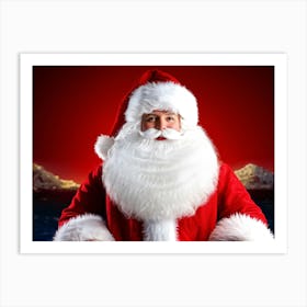 A Traditional Santa Claus Costume With Vivid White Fur Accents Bright Red Coat Velvet Hat And Flu (1) Art Print