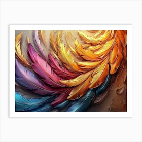 Colorful Golden Feather 1 Art Print