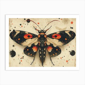 Calligraphic Wonders: Moth Art Print