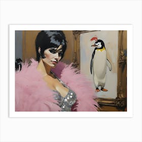 Feathered Friends - Woman With A Penguin Art Print