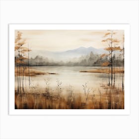 A Painting Of A Lake In Autumn 47 Art Print