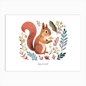 Little Floral Squirrel 1 Poster Art Print