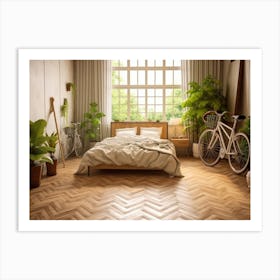 Bedroom With A Bicycle 1 Art Print