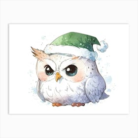 Owl In Santa Hat 1 Art Print