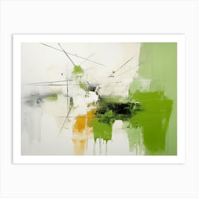 Modern Abstract Painting In Green White And Burned Senna. Leaving room print art Art Print