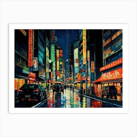 Rainy Night In Tokyo 2 Art Print