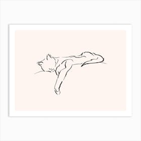 Cat Ink Drawing Art Print