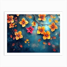 Autumn Flowers Wallpaper Art Print