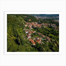 Aerial View Of A Village Vercurago, Italia Art Print