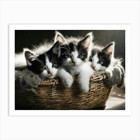 Kittens In A Basket 2 Art Print