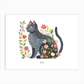 Little Floral Cat 2 Poster Art Print