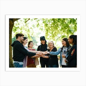 Group Of Friends Holding Hands Art Print