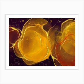 Golden Ink Swirls Art Print