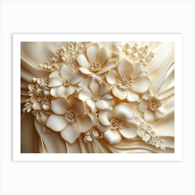 Flowers On Silk Art Print