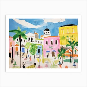 Rimini Italy Cute Watercolour Illustration 4 Art Print