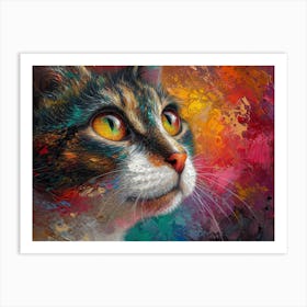 Whiskered Masterpieces: A Feline Tribute to Art History: Cat Painting 2 Art Print