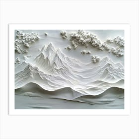 Beautiful Mountain 3d Sculpture Art Print