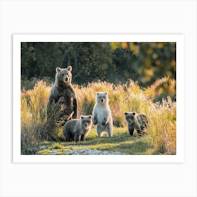 Grizzly Bear Family Art Print