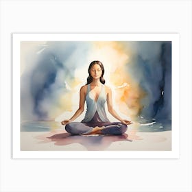 Zen Woman Meditating Paintings Art Print Art Print