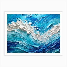 Abstract Turbulent Ocean Surface Turquoise And Blue Hues Dominating Intermingled With White Foam A (1) Art Print