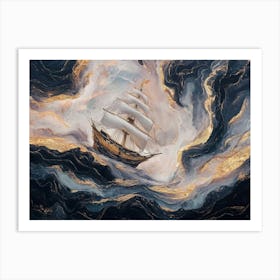 Ship In the Storm Art Print