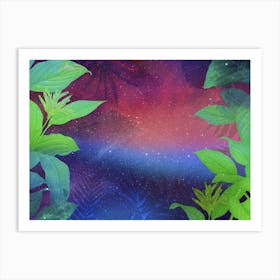 Tropical Space Neon Synthwave Jungle #8 Art Print