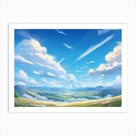 A Panorama Of A Crisp Clear Sky On A Sunlit Day The Vast Cloudscape Spreading Out Unfurling Artist Art Print