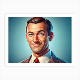 Portrait Of A Smiling Man With Blue Eyes And A Red Tie Art Print