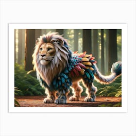 Feathered Roar Lion-Bird Fantasy Art Print