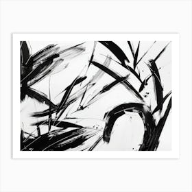 Black And White Brushstrokes Art Print