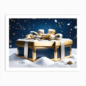 Christmas Gift Box Blue Art Print