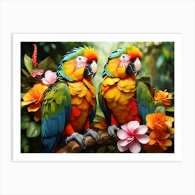 Colorful Parrots Paintings Art Print Art Print