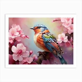 Bird In Cherry Blossoms 6 Art Print