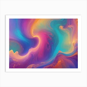 Abstract, Swirling Patterns Of Color Resembling Liquid Or Paint In Shades Of Purple, Blue, Orange, And Yellow Art Print