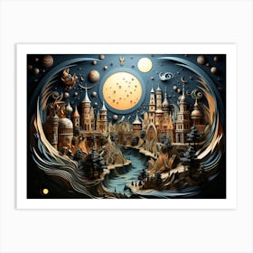 Night In The City of Istanbul 1 Art Print