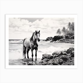 A Horse Oil Painting In Kaanapali Beach Hawaii, Usa, Landscape 3 Art Print