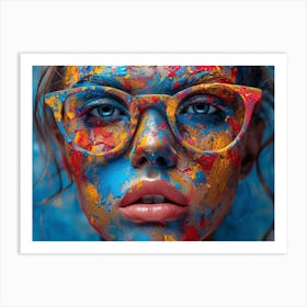 Psychedelic Portrait: Vibrant Expressions in Liquid Emulsion Colorful Face Painting Art Print